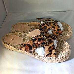 Women's J.Crew Leopard Sandal Espadrille Flats size 9.5